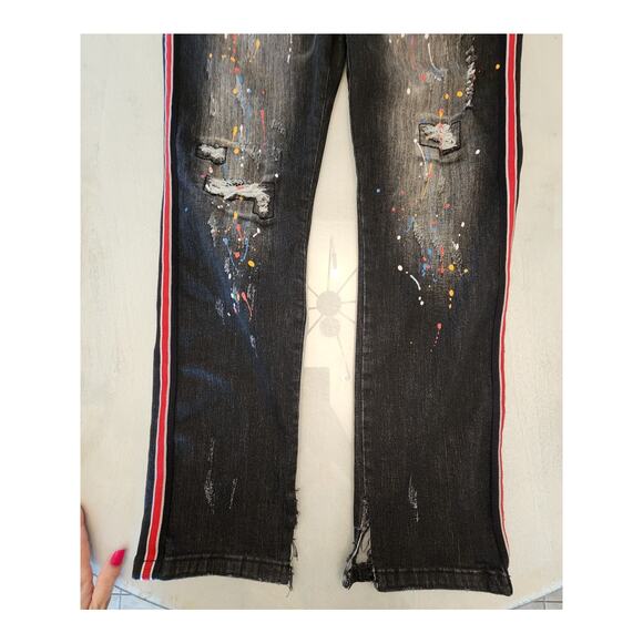 Kilogram Black Wash Denim Jeans Splattered Paint SZ 38 - Picture 13 of 13